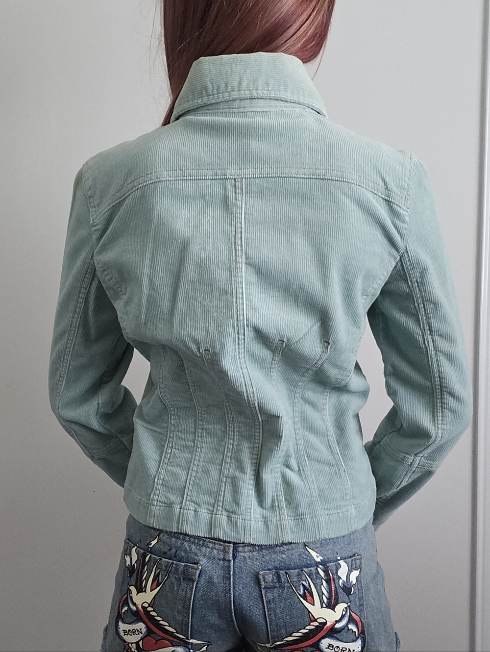 NWT Tulle & Anthropologie Womens Mint Green Corduroy Jacket Pintuck Cotton Small - Picture 4 of 10